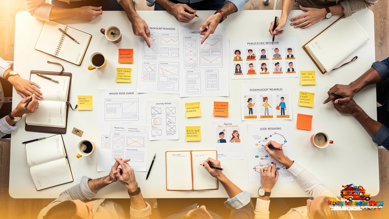 Design team collaborating on user research and UX planning